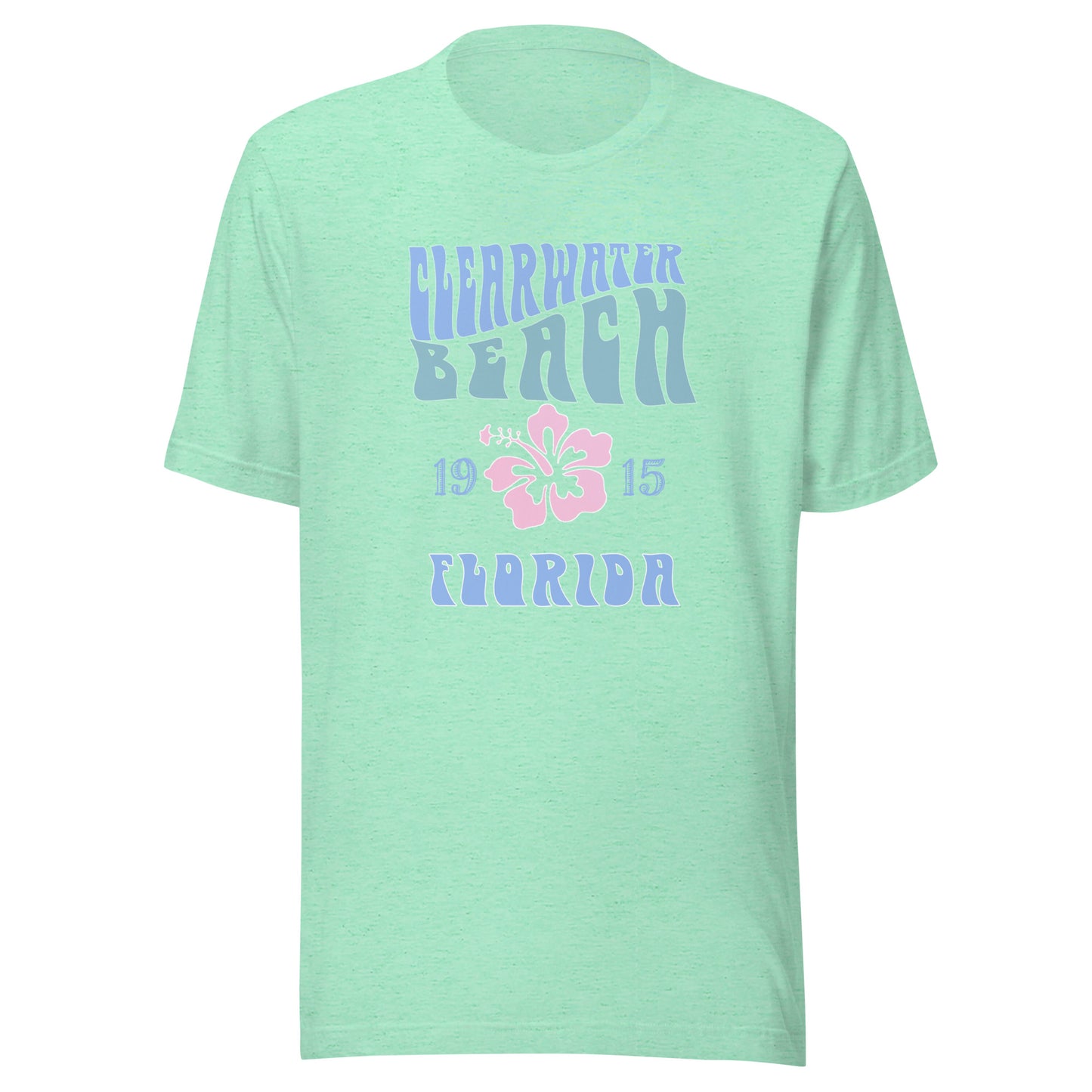 Unisex Adult Clearwater Beach T-Shirt Vintage Retro Look Hibiscus Mens Womens tshirts tees beach shop
