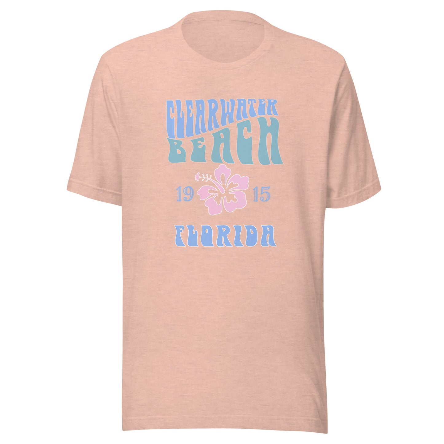 Unisex Adult Clearwater Beach T-Shirt Vintage Retro Look Hibiscus Mens Womens tshirts tees beach shop