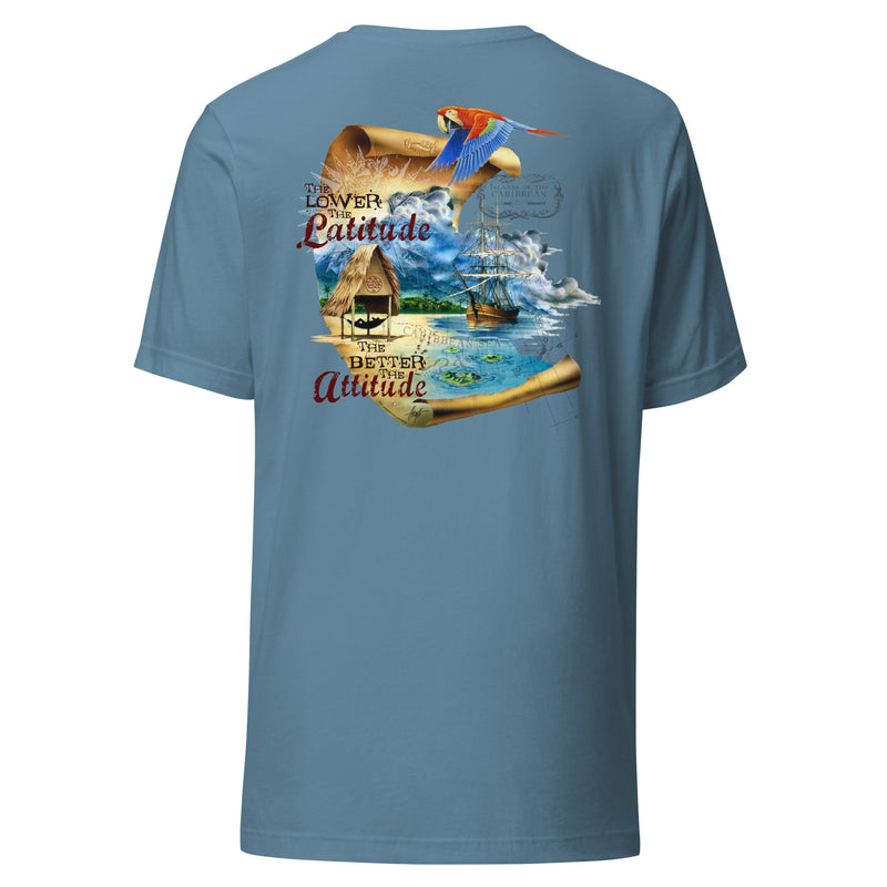 Unisex Mens Lightweight Adult Jimmy Buffett Style Lower Latitudes Better Attitudes Tropical Graphic Sailboat Beach T-Shirt