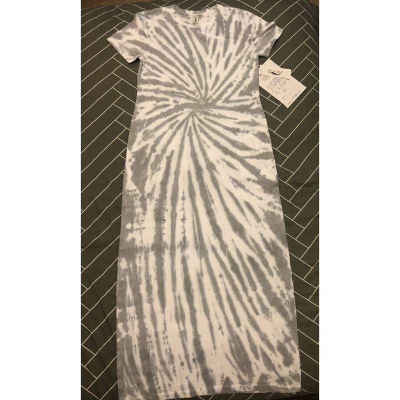 Pre-Order Wholesale Women's Spiral Tie Dye Dress 100% Cotton Dove Grey