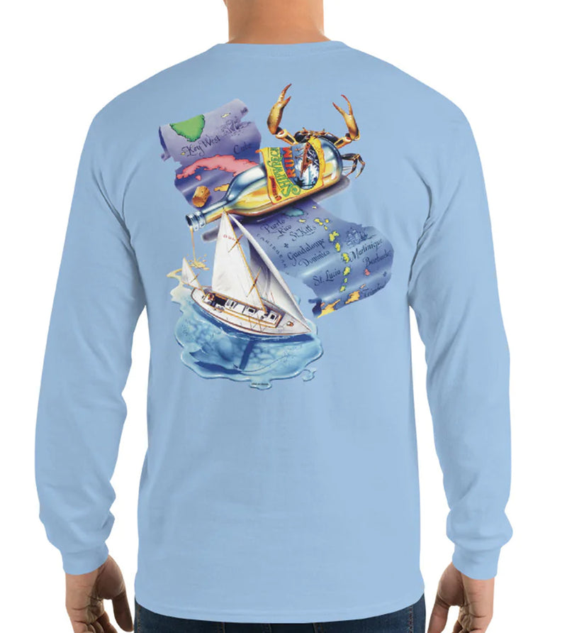 changes in latitudes attitudes jimmy buffett shirts sailboat caribbean map Light Blue