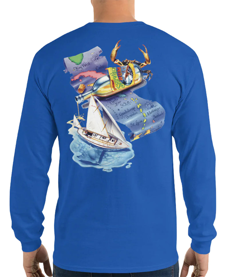 changes in latitudes attitudes jimmy buffett shirts sailboat caribbean map Royal Blue