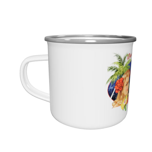 Salty Sally's Flip Flop Repair Shop Retro Style Enamel Coffee Mug