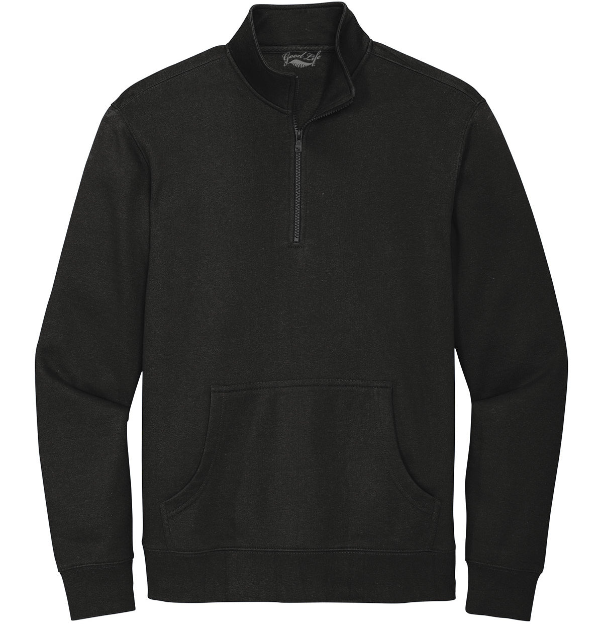 Joseph Solid Black Quarter Zip, Men's Pullover
