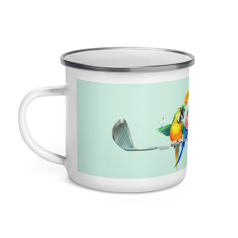 19th Hole Parrot Country Club Happy Hour Margaritas Enamel Coffee Mug