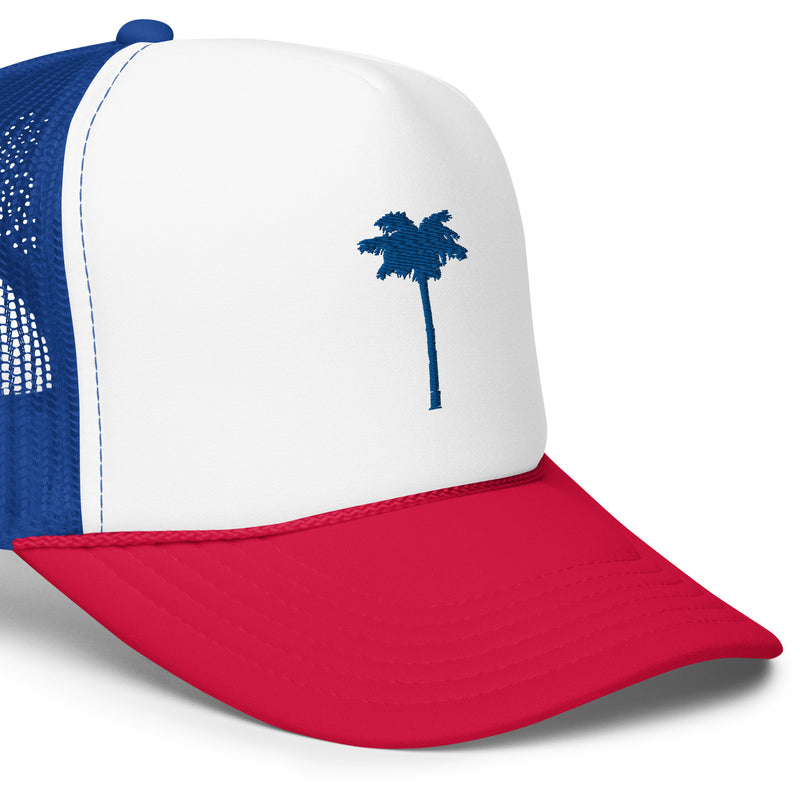 Patriotic Palm Trucker Hat Red White & Blue July fourth 4th