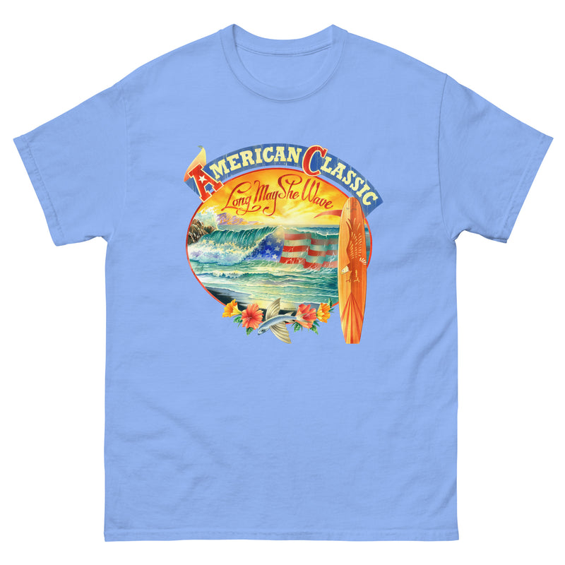 Men's Patriotic American Classic USA Surfing T-Shirt Front Print USA Beach Ocean