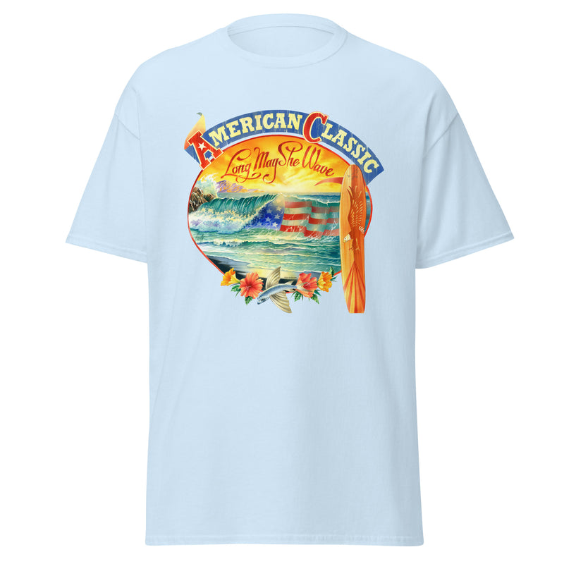 Men's Patriotic American Classic USA Surfing T-Shirt Front Print USA Beach Ocean