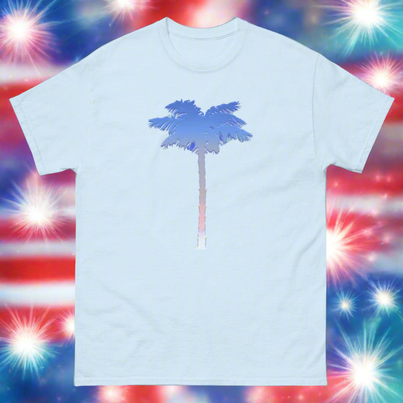 Men's Patriotic Palm Tree Red White Blue T-shirt