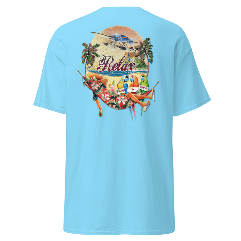 Hang In There Relax Hammock Social Distancing Parrots Beach T-Shirt Jimmy Buffett Tropical Tees