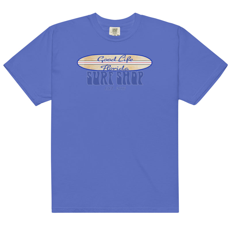 Men’s Premium Garment Dyed Ring Spun Good Life Surf Shop Tee Shirt Ron Jon Cocoa Beach Florida Beach T-Shirts Longboard surfboard