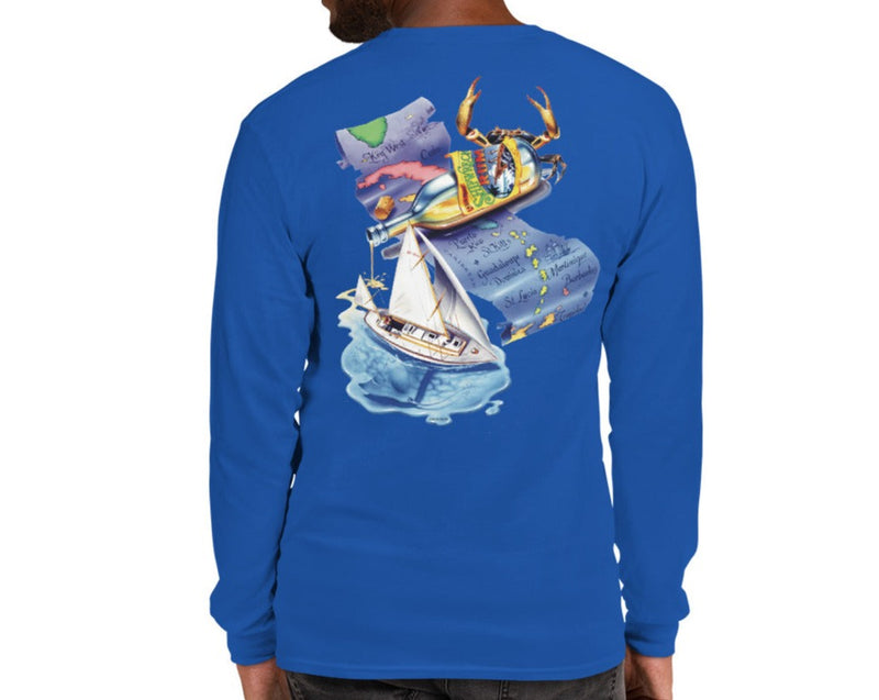 changes in latitudes attitudes jimmy buffett shirts sailboat caribbean map blue
