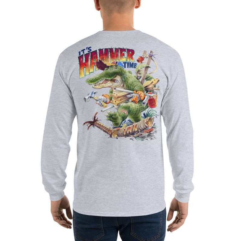 Men's Long Sleeve Hurricane Ian Gator FloriDone Two-Sided Print T-Shirt