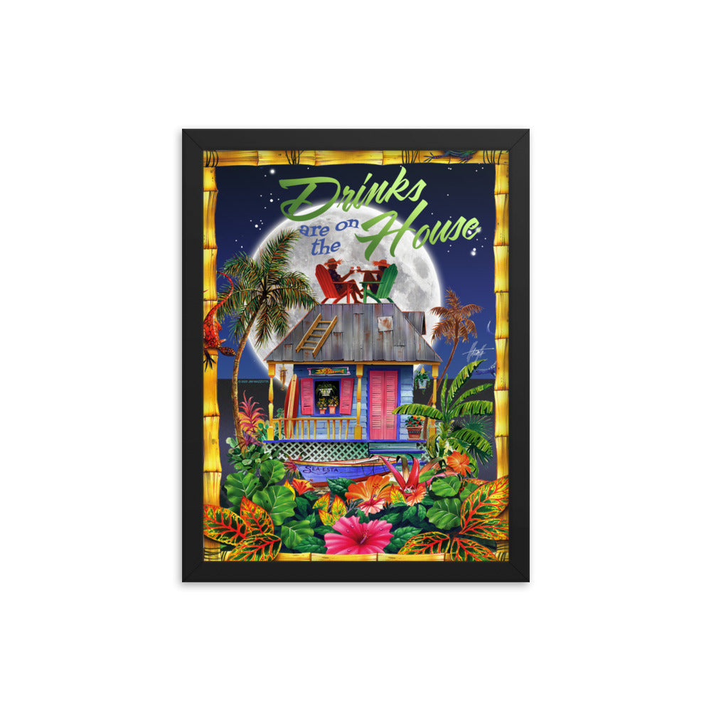 Evening Drinks On The House Tropical Wall Beach Art Jimmy Buffett  Island Artwork