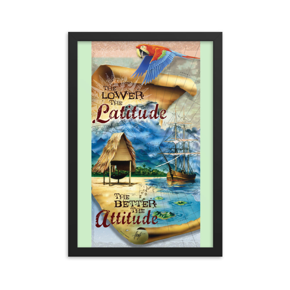 Latitude Adjustment Tropical Beach Framed Art Wall Artwork 12x18 Inches Jimmy Buffett Changes in Latitude Attitude
