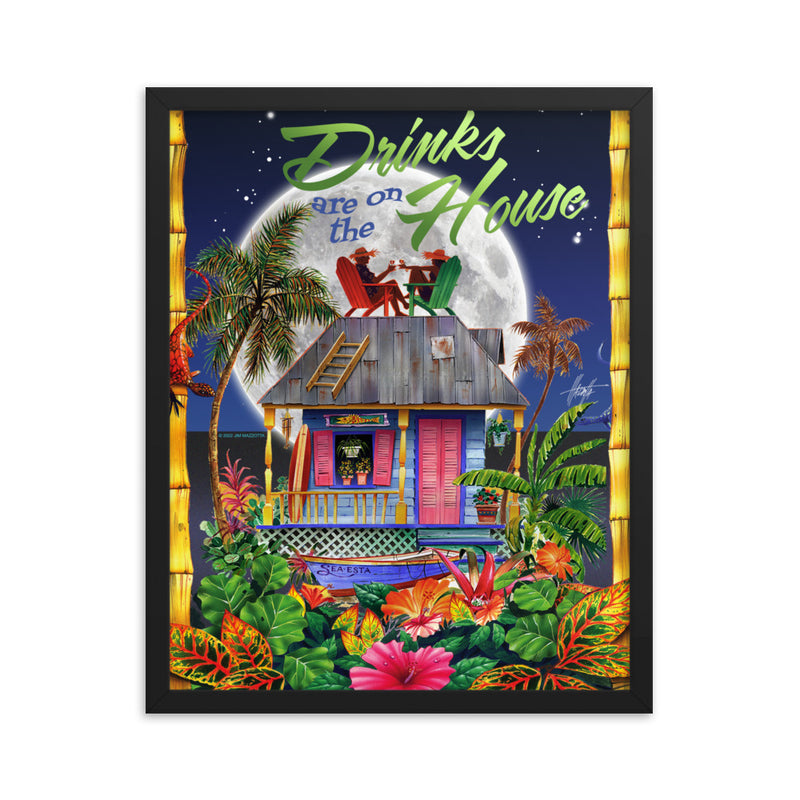 Evening Drinks On The House Tropical Wall Beach Art Jimmy Buffett  Island Artwork
