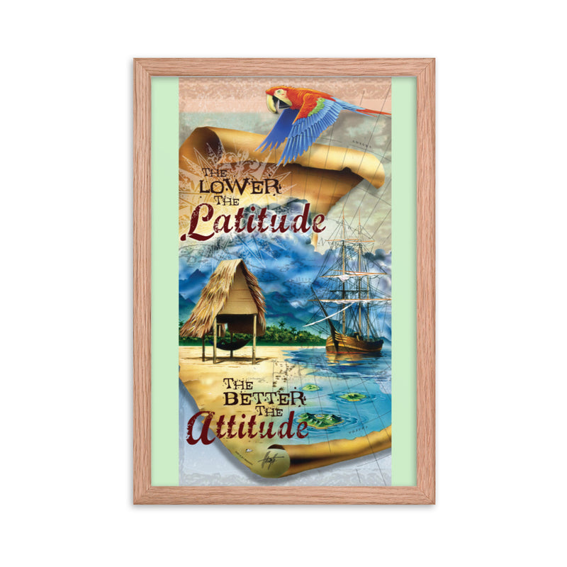 Latitude Adjustment Tropical Beach Framed Art Wall Artwork 12x18 Inches Jimmy Buffett Changes in Latitude Attitude