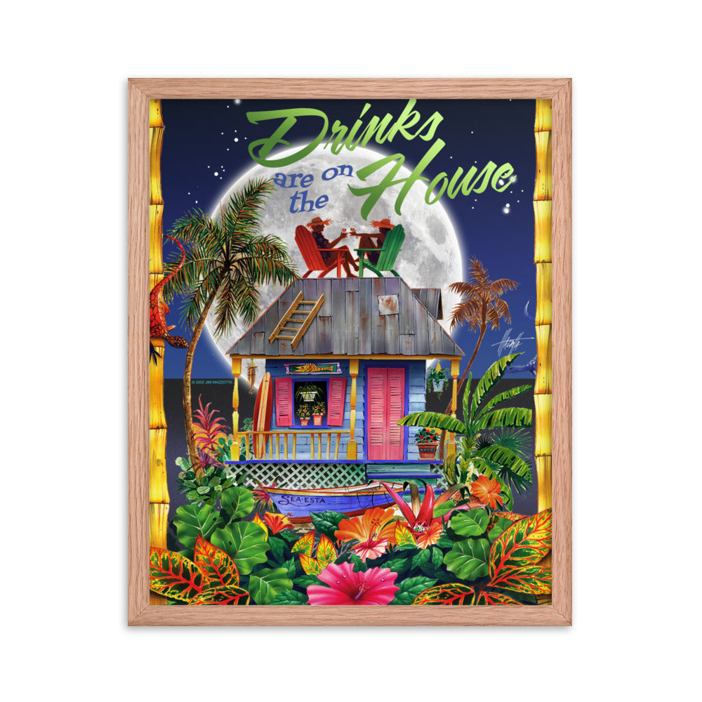 Evening Drinks On The House Tropical Wall Beach Art Jimmy Buffett  Island Artwork
