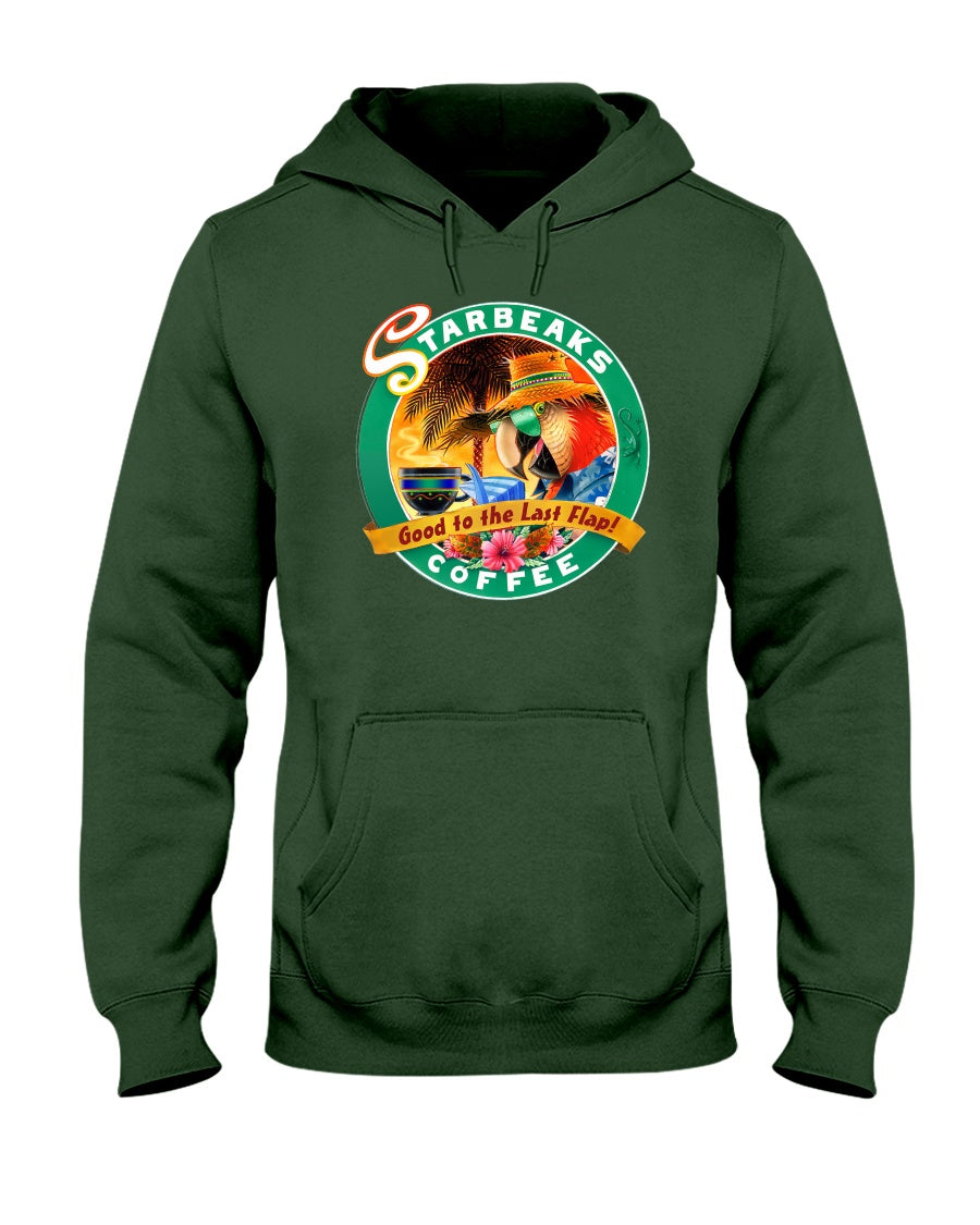 Unisex Starbeaks Good To The Last Flap Parrot Macaw Coffee Fleece Starbucks Hoodie Forest Green