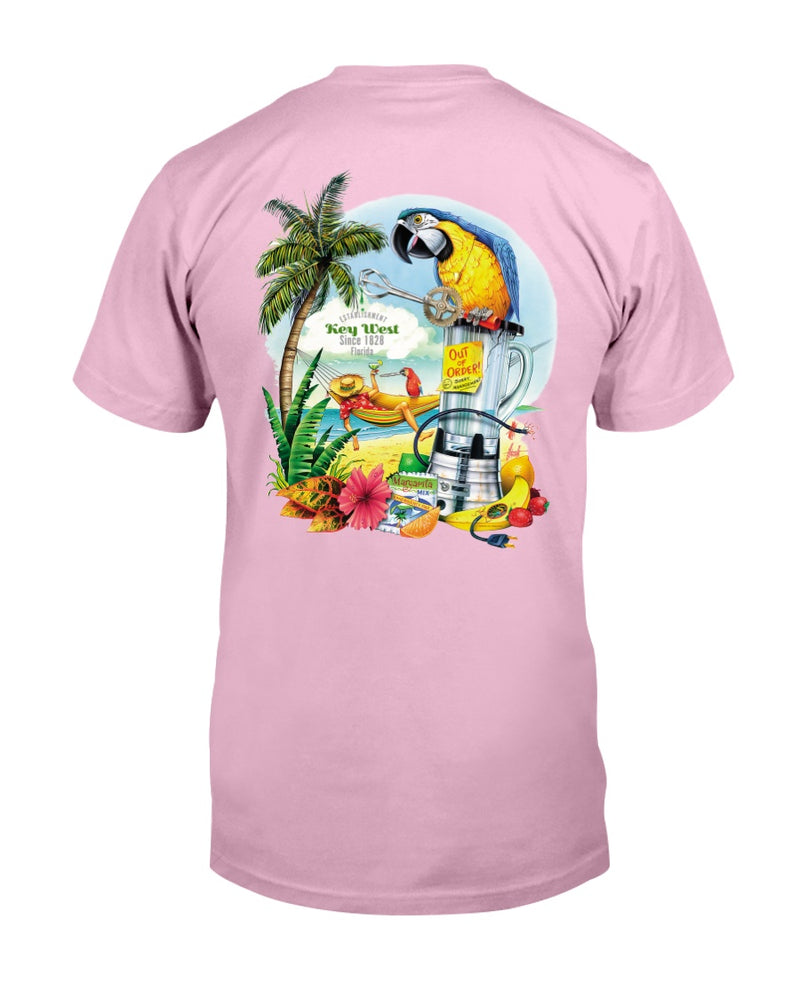 Men's Ringspun Premium Key West T-shirt Broken Blender Margarita Parrot Beach hammockpink