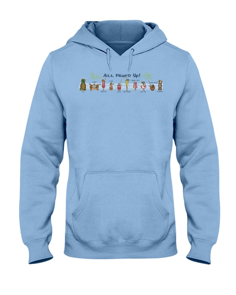 Unisex All Mixed Up Cocktail Tiki Bar Party Beach Hoodie Mixed Drinks Light Blue