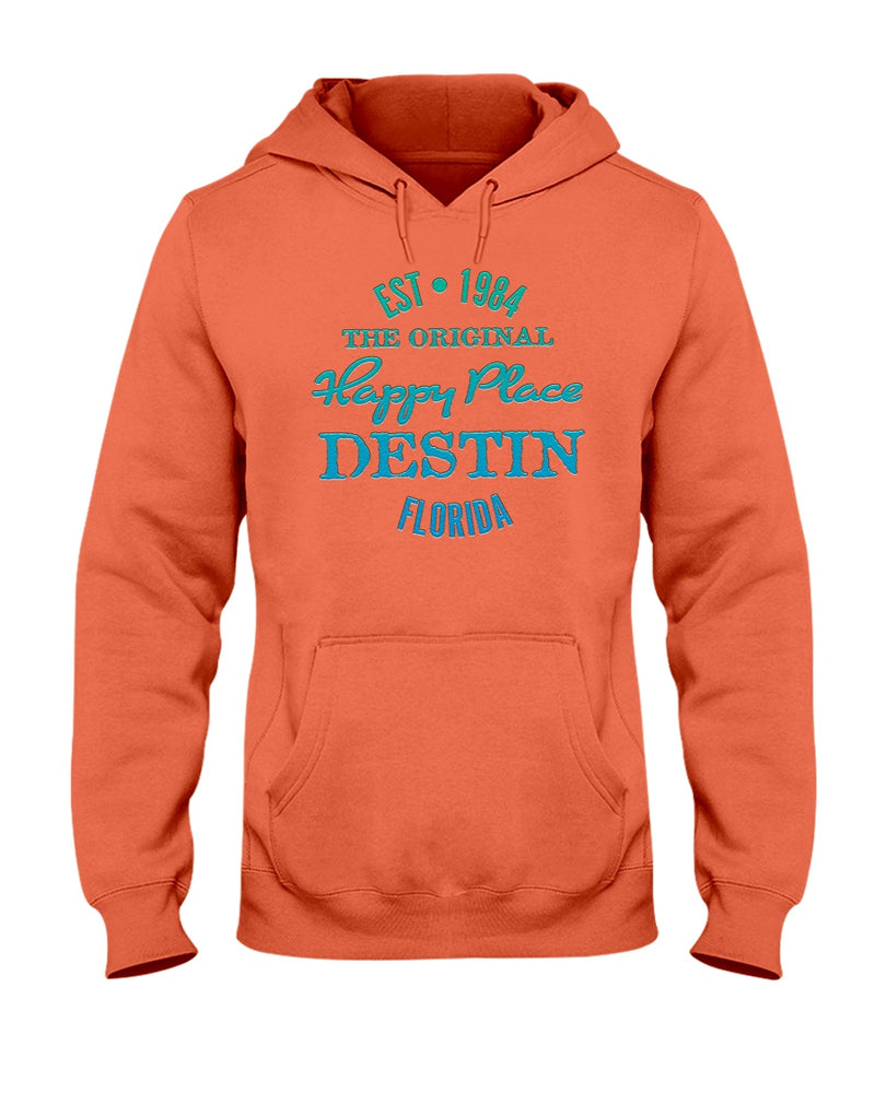 Unisex Destin Florida Original Happy Place Beach Hoodie Est 1984 Retro Coral Orange