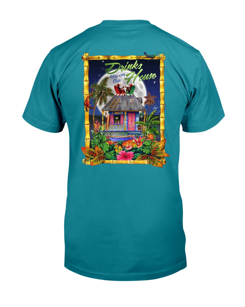 Drinks are on the house Jim Mazzotta Artwork T-shirt parrothead tropical tee