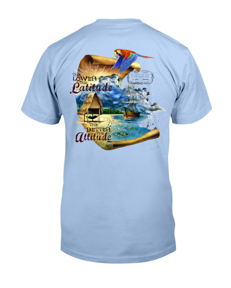 Lower the latitude better the attitude beach t-shirt