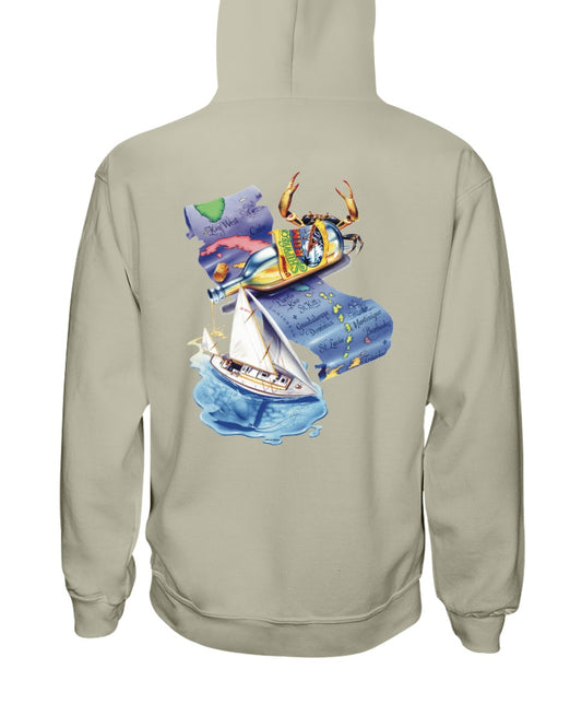 Shipwreck Rum Caribbean Map Hoodie w/ Pirate Ship Logo Sand
