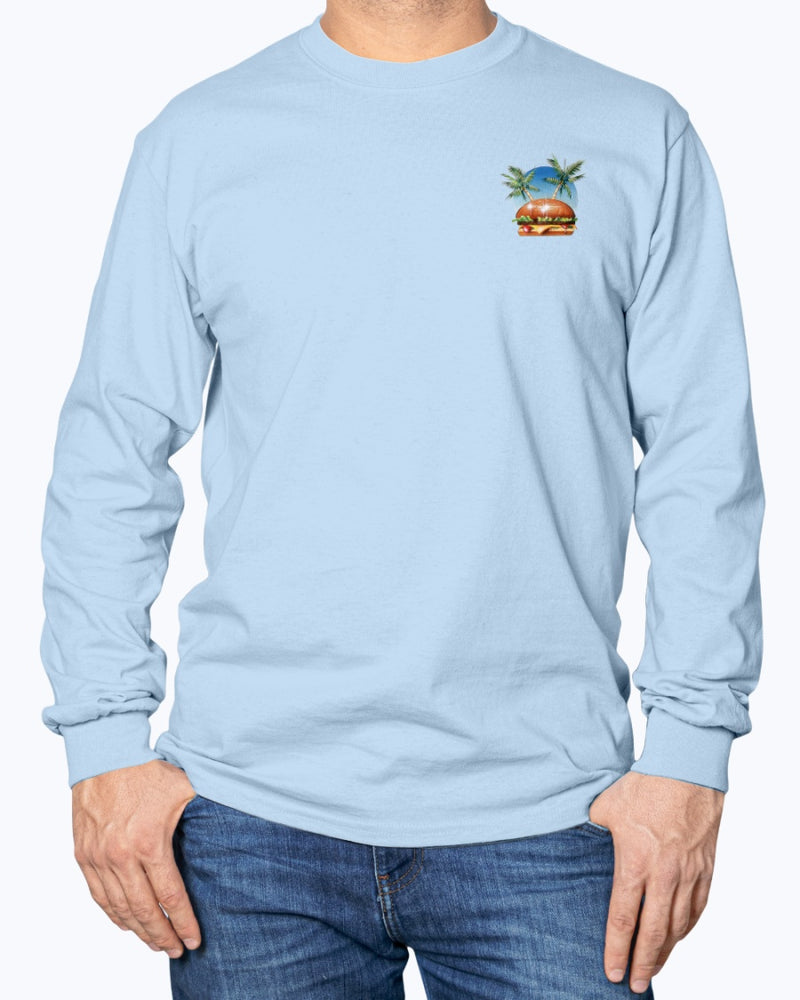 Long Sleeve Lower Latitudes Grill Chill Thrill Cheeseburger & Beer T-shirt Jimmy Buffett Shirts