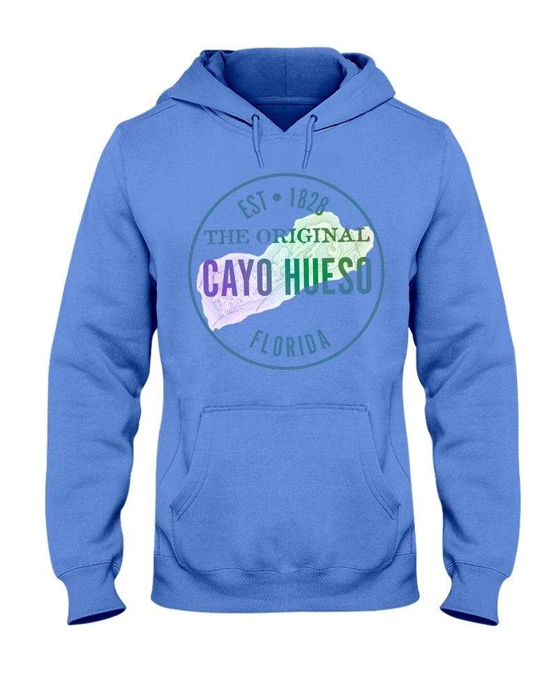 Original Cayo Hueso Key West Florida Est 1828 Map Gradient Hoodie Columbia blue