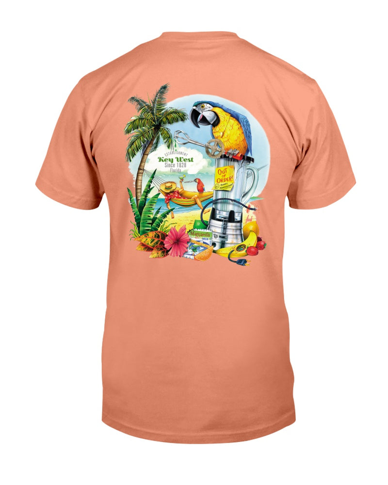 Men's Ringspun Premium Key West T-shirt Broken Blender Margarita Parrot Beach Terracotta