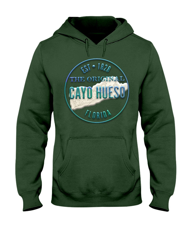 Original Cayo Hueso Key West Florida Est 1828 Map 3D Embossed Look Hoodie forest green