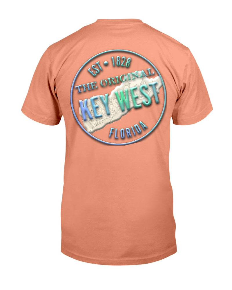 Crooked Key West Premium Ringspun T-Shirt Back Print Vintage 1828 Map terracotta