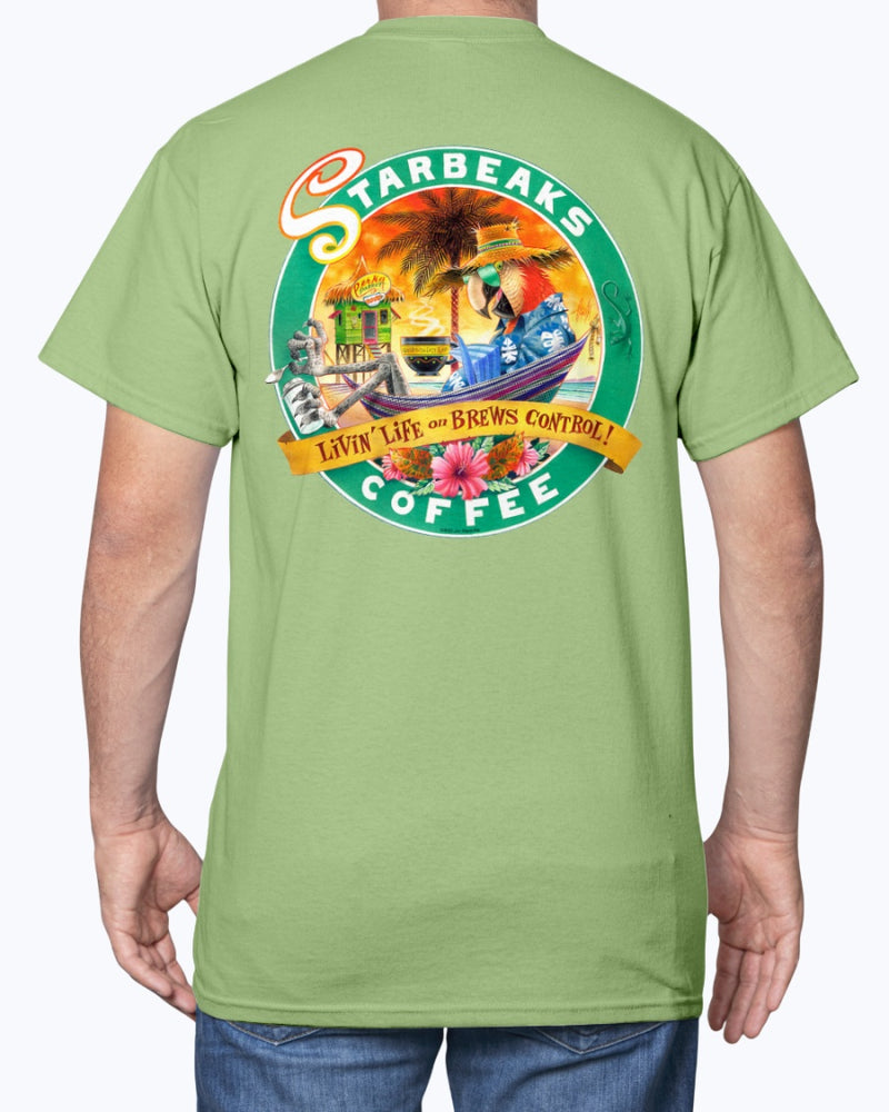 Starbeaks Coffee Macaw Parrot 6 0z Cotton T-shirt No Logo