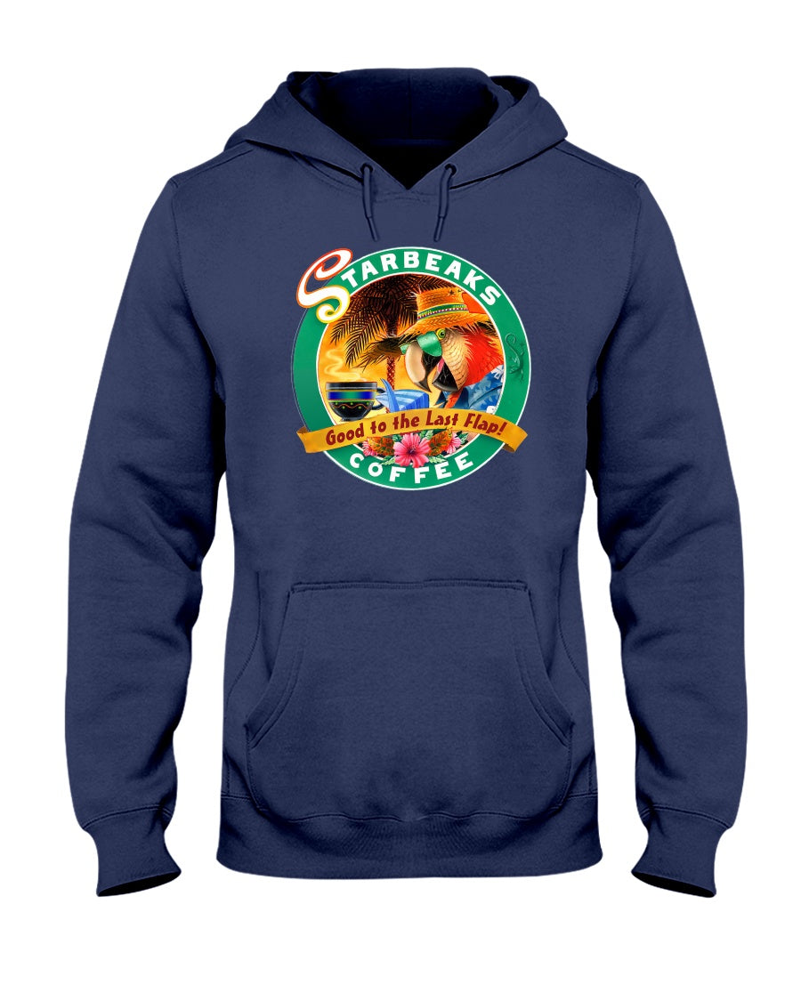 Unisex Starbeaks Good To The Last Flap Parrot Macaw Coffee Fleece Hoodie Navy Blue