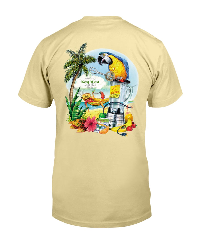Men's Ringspun Premium Key West T-shirt Broken Blender Margarita Parrot Beach banana