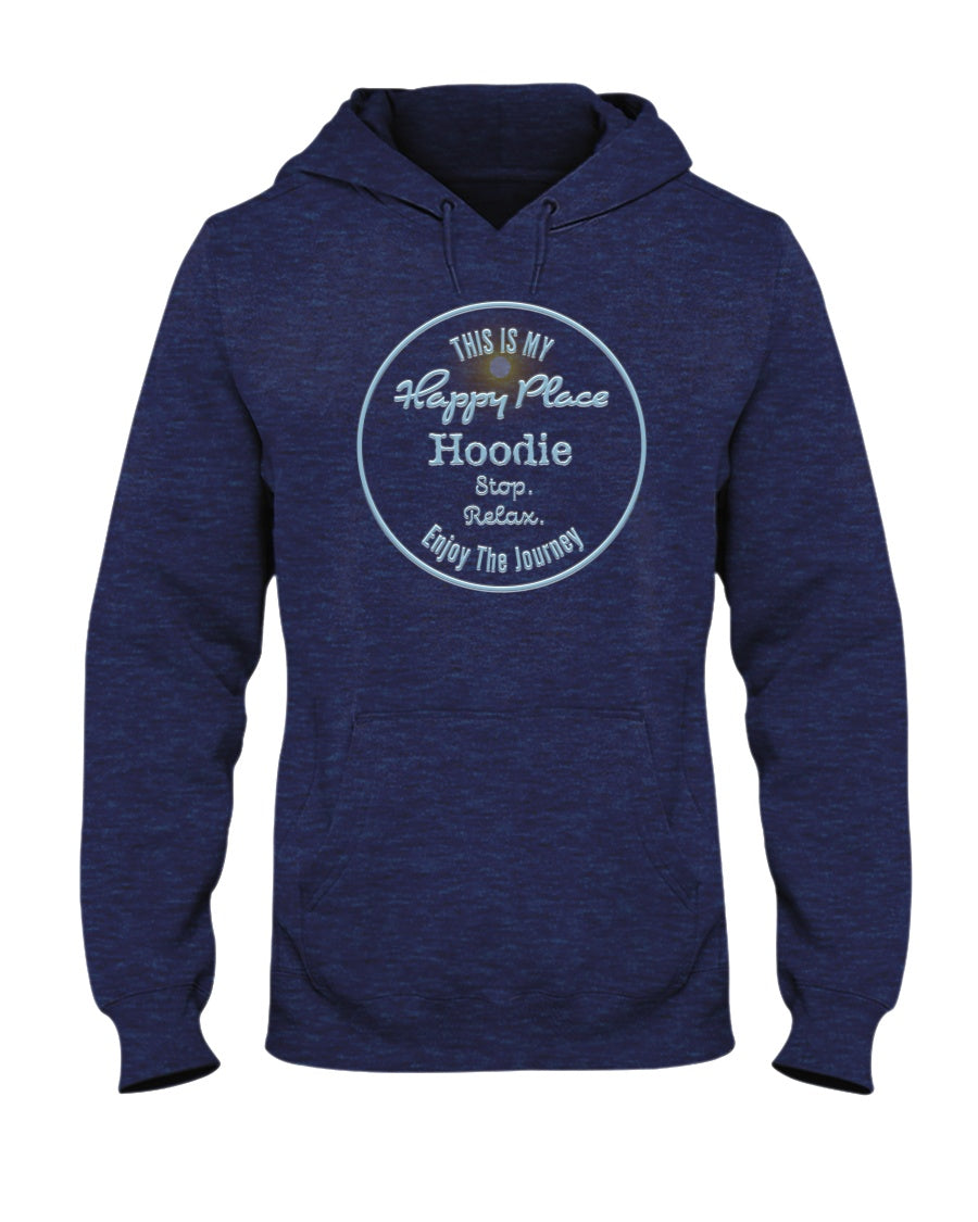 Unisex This Is My Happy Place Hoodie Fleece Hooded Sweatshirt Heather Navy Blue