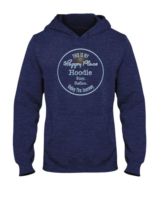 Unisex This Is My Happy Place Hoodie Fleece Hooded Sweatshirt Heather Navy Blue