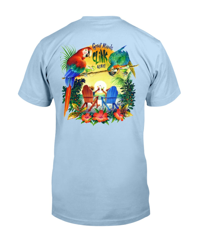 Premium Ringspun Great Minds Clink Alike Beach T-Shirt parrots light blue margarita