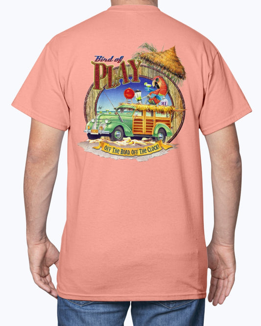 Bird of Play Beach Cruiser Woody Parrot Vacation 6 oz Cotton T-shirt