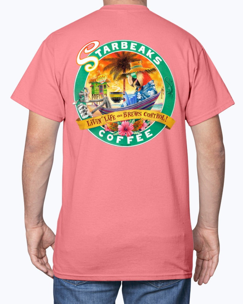 Starbeaks Coffee Macaw Parrot 6 0z Cotton T-shirt No Logo