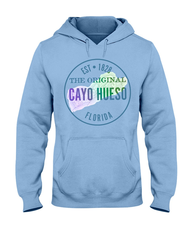 Original Cayo Hueso Key West Florida Est 1828 Map Gradient Hoodie Light blue