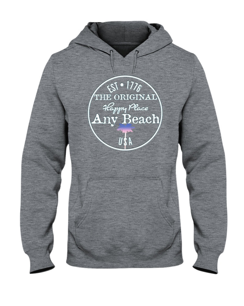 Original USA Any Beach is my happy place fleece hoodie sport grey