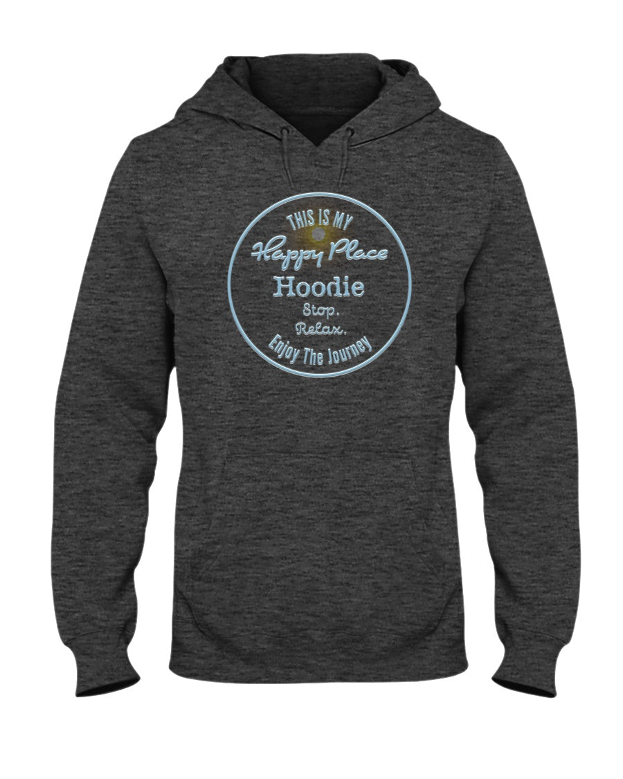 Unisex This Is My Happy Place Hoodie Fleece Hooded Sweatshirt Black Heather