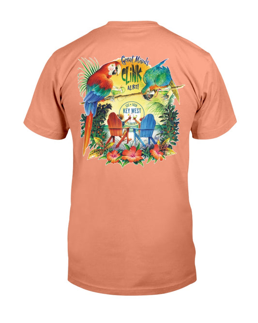 Men's Great minds clink alike in Key West Parrots T-Shirt Premium Garment Dyed