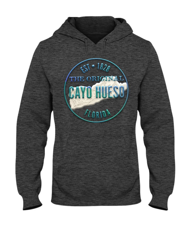 Original Cayo Hueso Key West Florida Est 1828 Map 3D Embossed Look Hoodie heather black