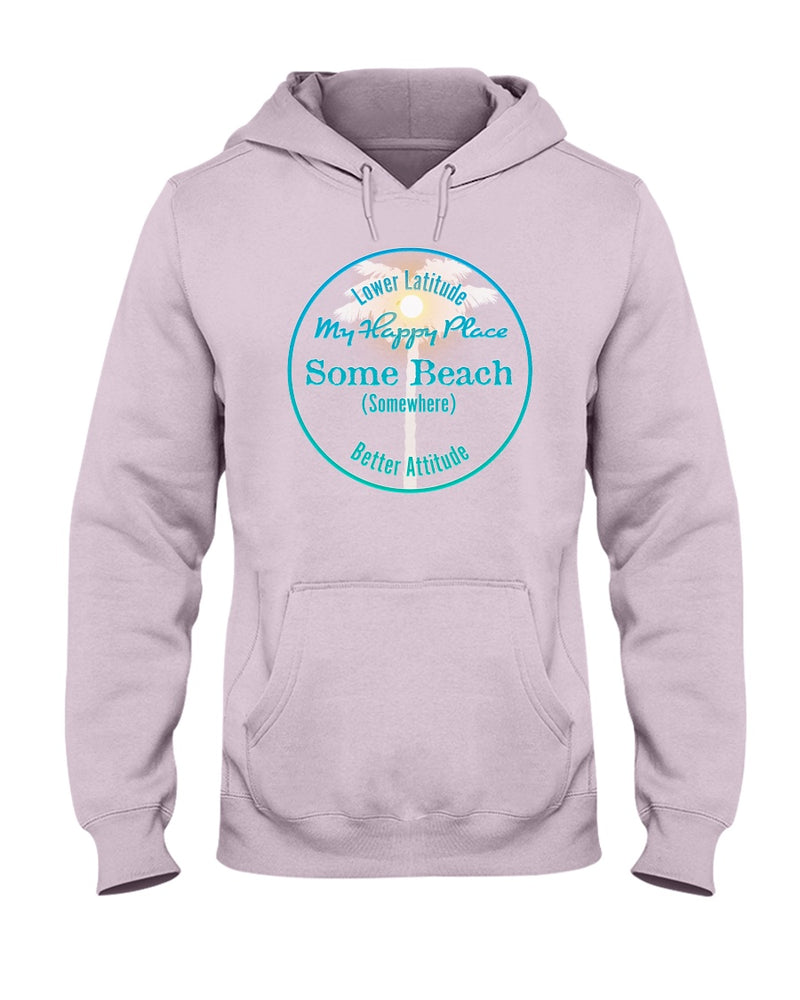 Latitude Attitude Some Beach is my happy place fleece hoodie light pink