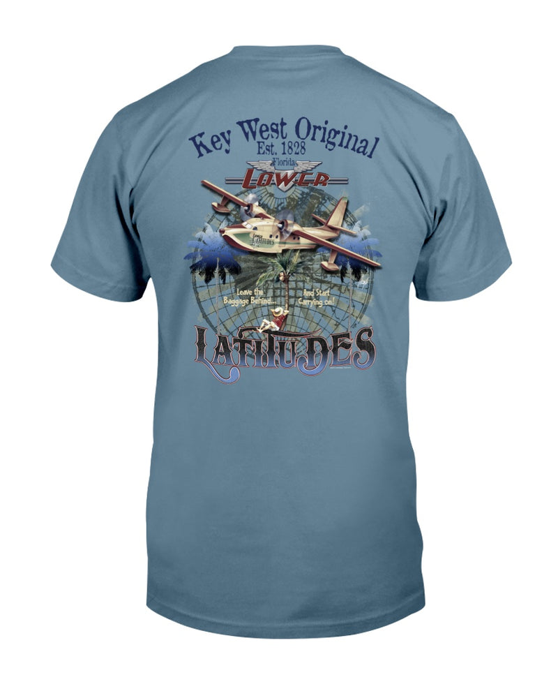 Key West Original Tee Shirt T-Shirt Lower Latitudes Leave Baggage Behind ice blue