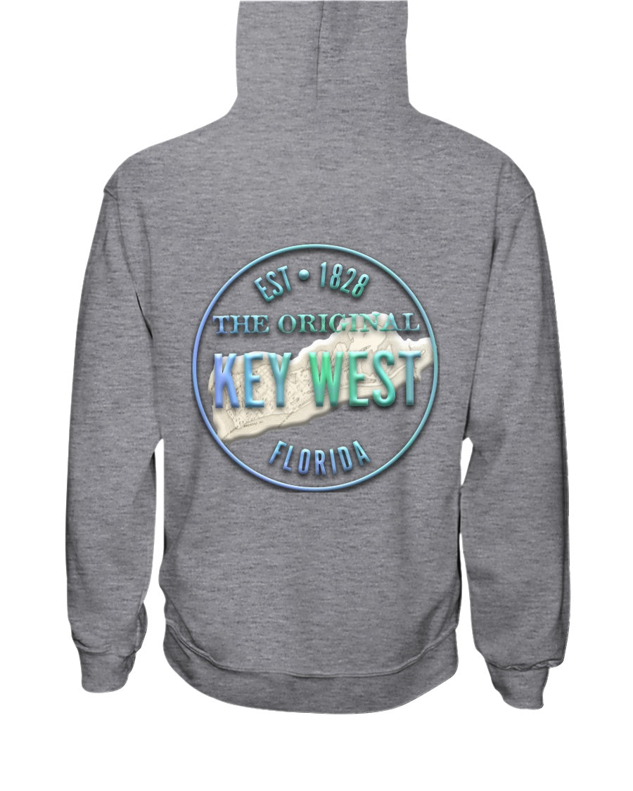 Original Key West Florida Vintage Map Est 1828 Fleece Hoodie sport grey